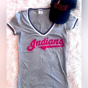 VS PINK Cleveland Indians v-neck top